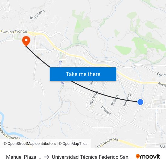 Manuel Plaza - Santa Rosa to Universidad Técnica Federico Santa María Sede Viña Del Mar map