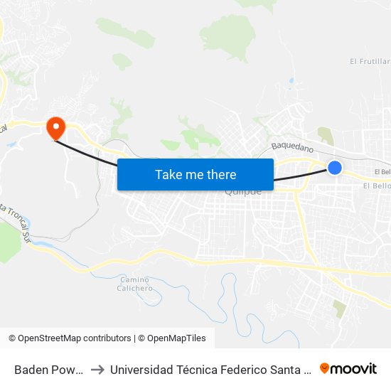 Baden Powell - Freire to Universidad Técnica Federico Santa María Sede Viña Del Mar map