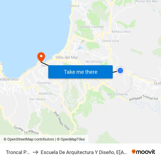 Troncal Pasarela 4 / Sur to Escuela De Arquitectura Y Diseño, E[Ad], Pontificia Universidad Catolica De Valparaíso map