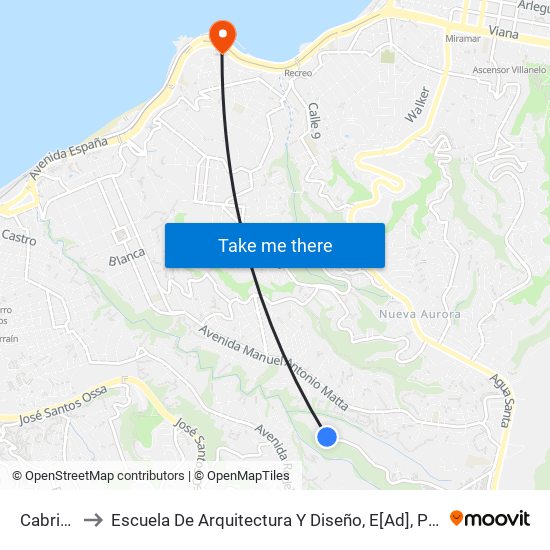 Cabriteria 678 to Escuela De Arquitectura Y Diseño, E[Ad], Pontificia Universidad Catolica De Valparaíso map
