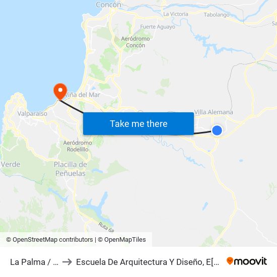La Palma / Aviador Figueroa to Escuela De Arquitectura Y Diseño, E[Ad], Pontificia Universidad Catolica De Valparaíso map