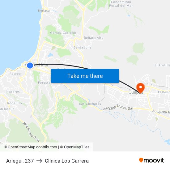 Arlegui, 237 to Clínica Los Carrera map