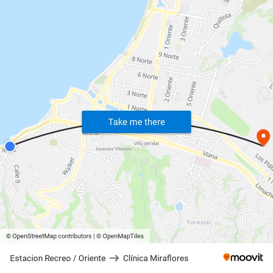 Estacion Recreo / Oriente to Clínica Miraflores map