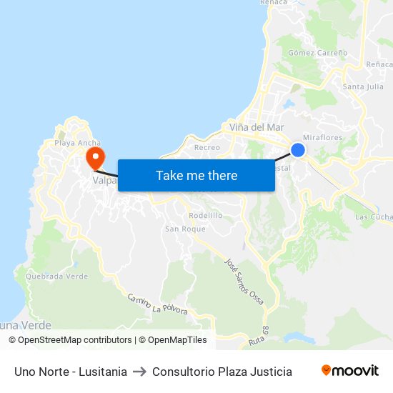 Uno Norte - Lusitania to Consultorio Plaza Justicia map