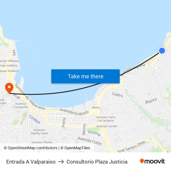 Entrada A Valparaiso to Consultorio Plaza Justicia map