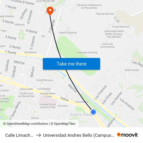Calle Limache, 2081 to Universidad Andrés Bello (Campus Los Castaños) map