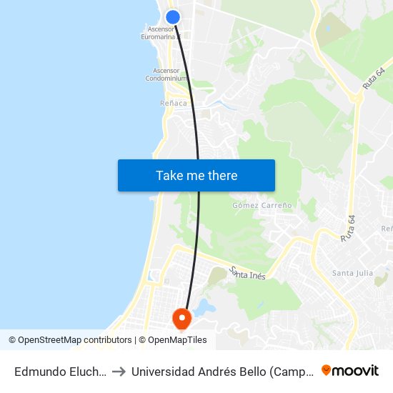 Edmundo Eluchans 2447 to Universidad Andrés Bello (Campus Los Castaños) map