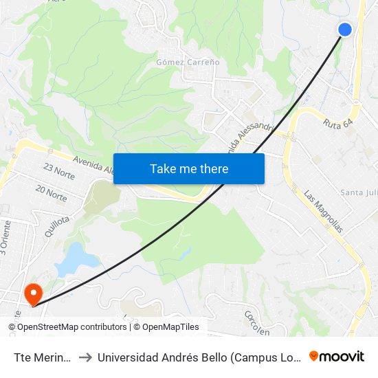 Tte Merino, 40 to Universidad Andrés Bello (Campus Los Castaños) map
