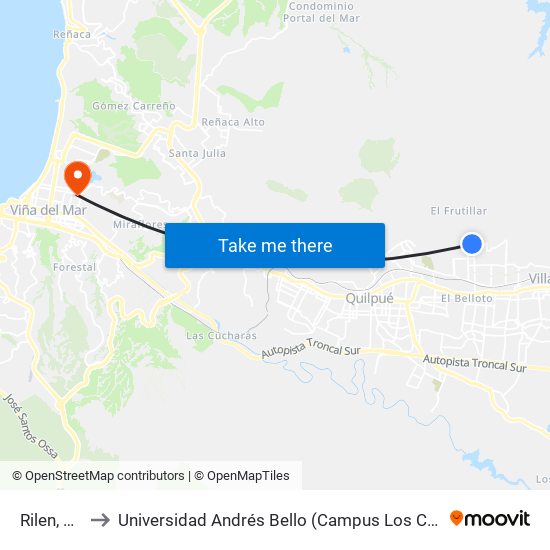 Rilen, 701 to Universidad Andrés Bello (Campus Los Castaños) map