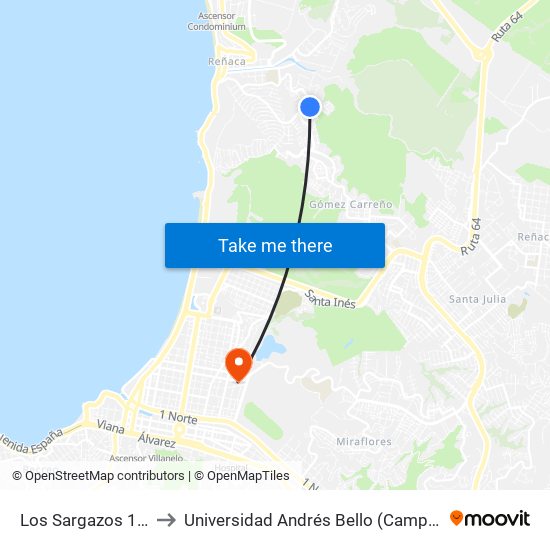 Los Sargazos 1513 / Sur to Universidad Andrés Bello (Campus Los Castaños) map