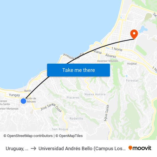 Uruguay, 519 to Universidad Andrés Bello (Campus Los Castaños) map