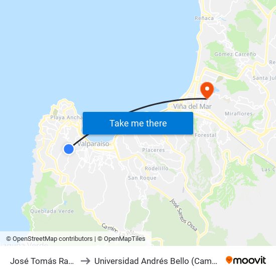 José Tomás Ramos, 1162 to Universidad Andrés Bello (Campus Los Castaños) map