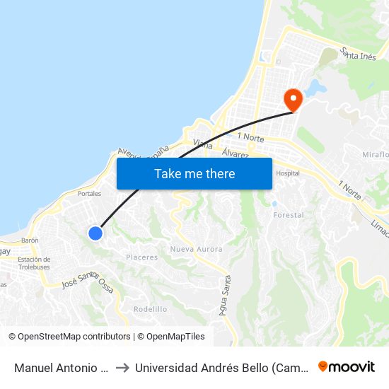 Manuel Antonio Matta, 914 to Universidad Andrés Bello (Campus Los Castaños) map