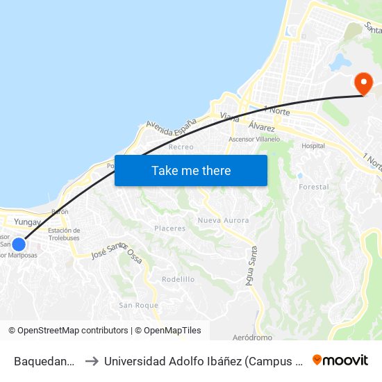 Baquedano, 416 to Universidad Adolfo Ibáñez (Campus Viña Del Mar) map