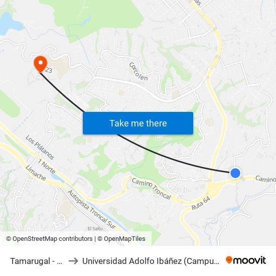 Tamarugal - Antuco to Universidad Adolfo Ibáñez (Campus Viña Del Mar) map