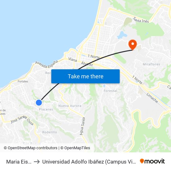 Maria Eisters to Universidad Adolfo Ibáñez (Campus Viña Del Mar) map