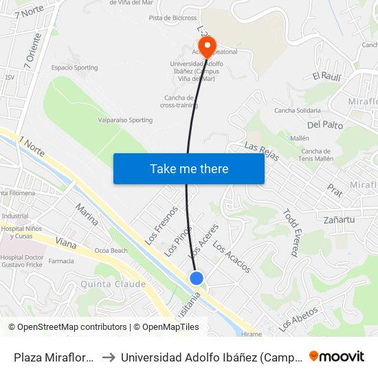 Plaza Miraflores, 2271 to Universidad Adolfo Ibáñez (Campus Viña Del Mar) map