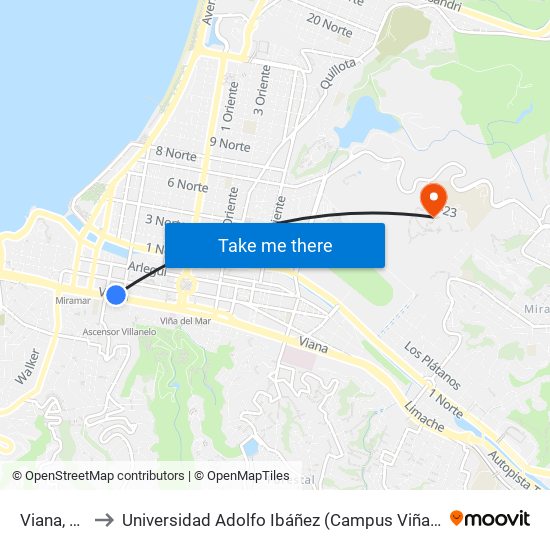 Viana, 345 to Universidad Adolfo Ibáñez (Campus Viña Del Mar) map