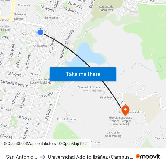 San Antonio, 1317 to Universidad Adolfo Ibáñez (Campus Viña Del Mar) map
