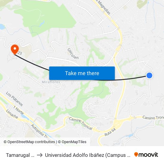 Tamarugal 1577 to Universidad Adolfo Ibáñez (Campus Viña Del Mar) map