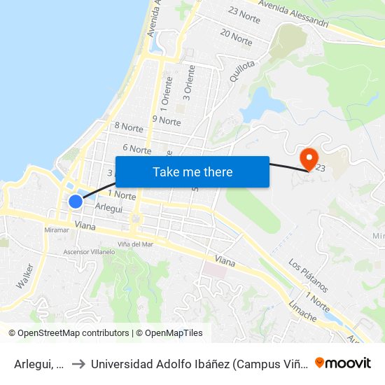 Arlegui, 237 to Universidad Adolfo Ibáñez (Campus Viña Del Mar) map