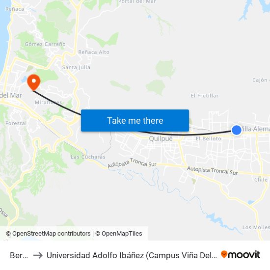 Berlin to Universidad Adolfo Ibáñez (Campus Viña Del Mar) map