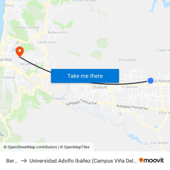 Berlin to Universidad Adolfo Ibáñez (Campus Viña Del Mar) map