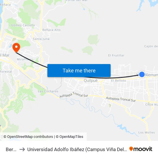 Berlin to Universidad Adolfo Ibáñez (Campus Viña Del Mar) map
