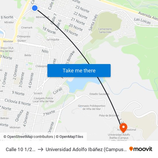 Calle 10 1/2, 2275 to Universidad Adolfo Ibáñez (Campus Viña Del Mar) map