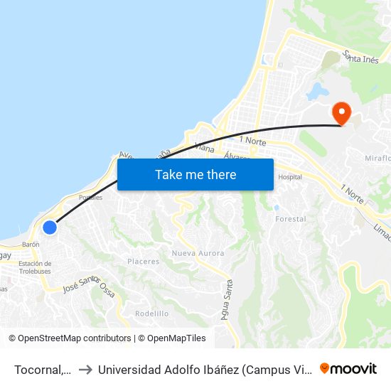 Tocornal, 201 to Universidad Adolfo Ibáñez (Campus Viña Del Mar) map