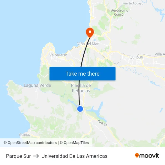 Parque Sur to Universidad De Las Americas map