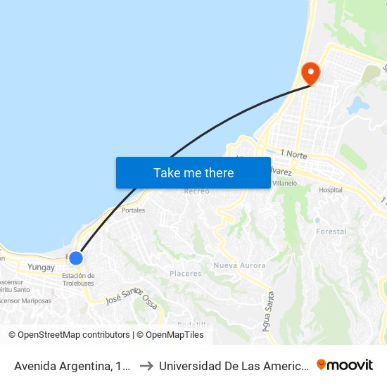 Avenida Argentina, 155 to Universidad De Las Americas map