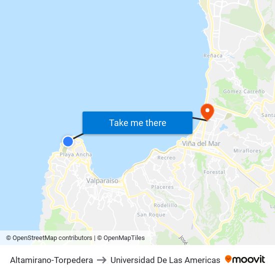 Altamirano-Torpedera to Universidad De Las Americas map