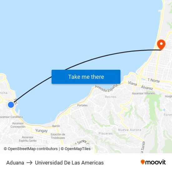 Aduana to Universidad De Las Americas map