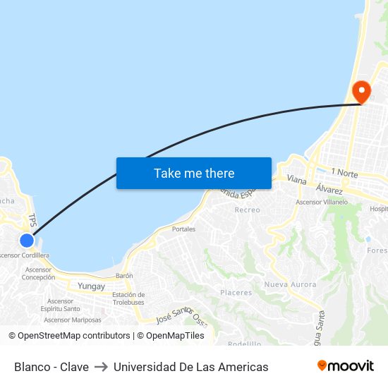 Blanco - Clave to Universidad De Las Americas map