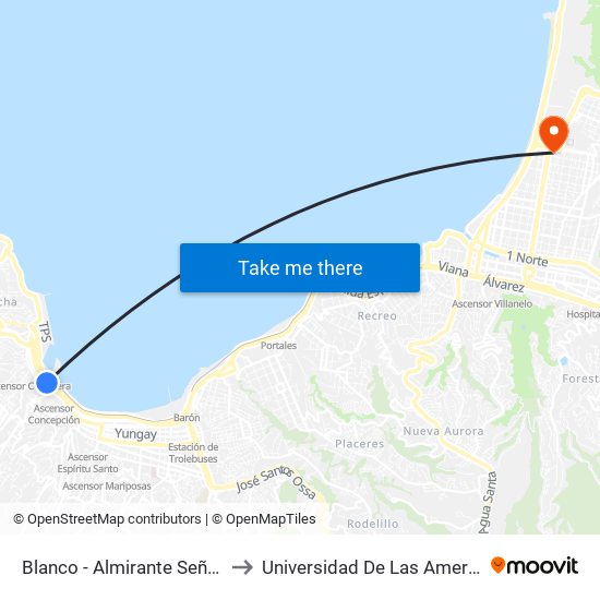 Blanco - Almirante Señoret to Universidad De Las Americas map