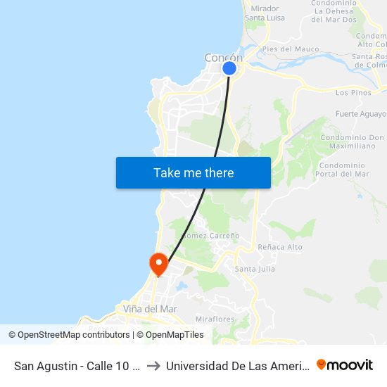 San Agustin - Calle 10 Sur to Universidad De Las Americas map