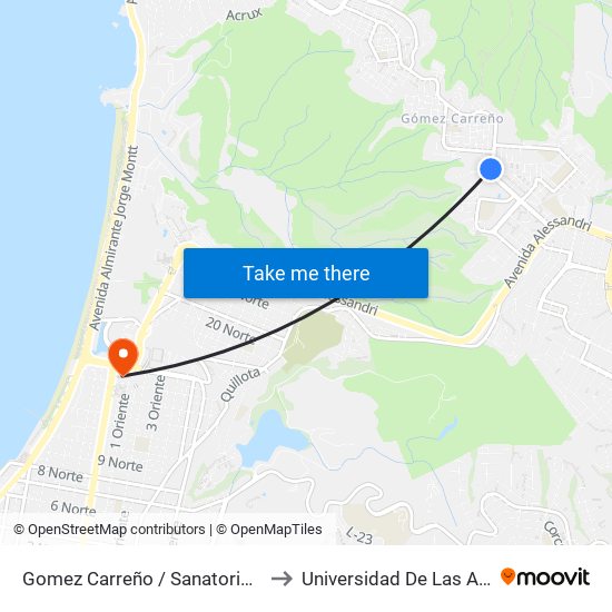Gomez Carreño / Sanatorio Marítimo to Universidad De Las Americas map