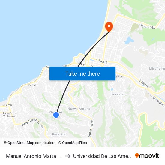 Manuel Antonio Matta 2291 to Universidad De Las Americas map