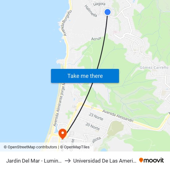 Jardin Del Mar - Luminaria to Universidad De Las Americas map