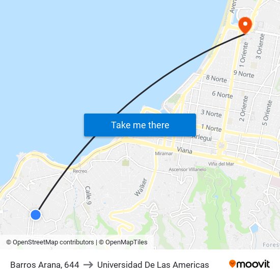 Barros Arana, 644 to Universidad De Las Americas map