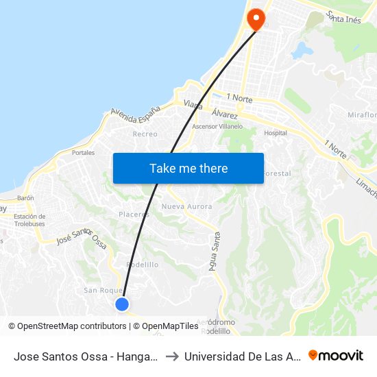 Jose Santos Ossa - Hanga Roa / Sur to Universidad De Las Americas map