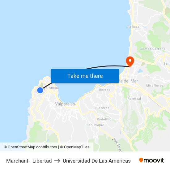Marchant - Libertad to Universidad De Las Americas map