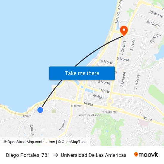 Diego Portales, 781 to Universidad De Las Americas map