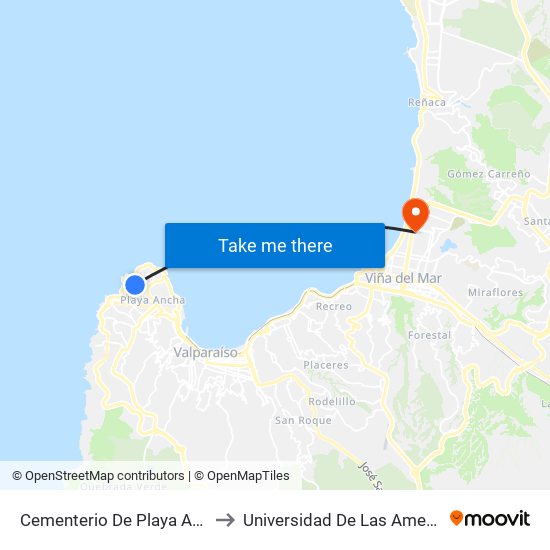 Cementerio De Playa Ancha to Universidad De Las Americas map