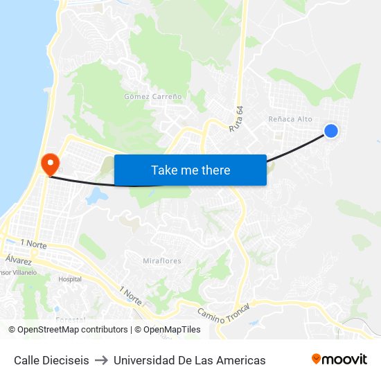 Calle Dieciseis to Universidad De Las Americas map