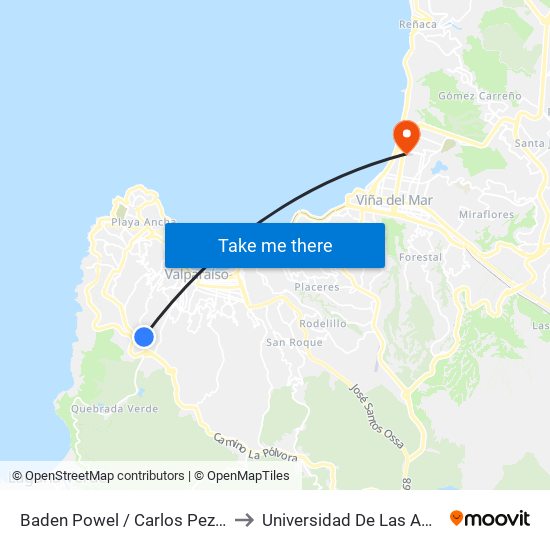 Baden Powel / Carlos Pezoa Veliz to Universidad De Las Americas map