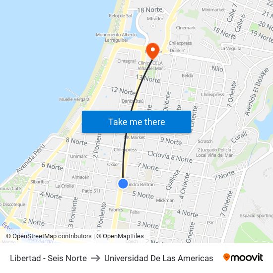 Libertad - Seis Norte to Universidad De Las Americas map