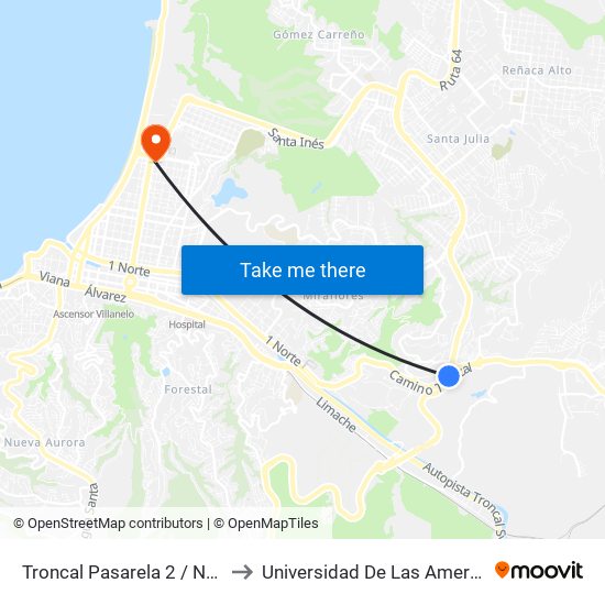 Troncal Pasarela 2 / Norte to Universidad De Las Americas map