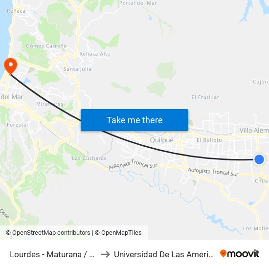 Lourdes - Maturana / Sur to Universidad De Las Americas map